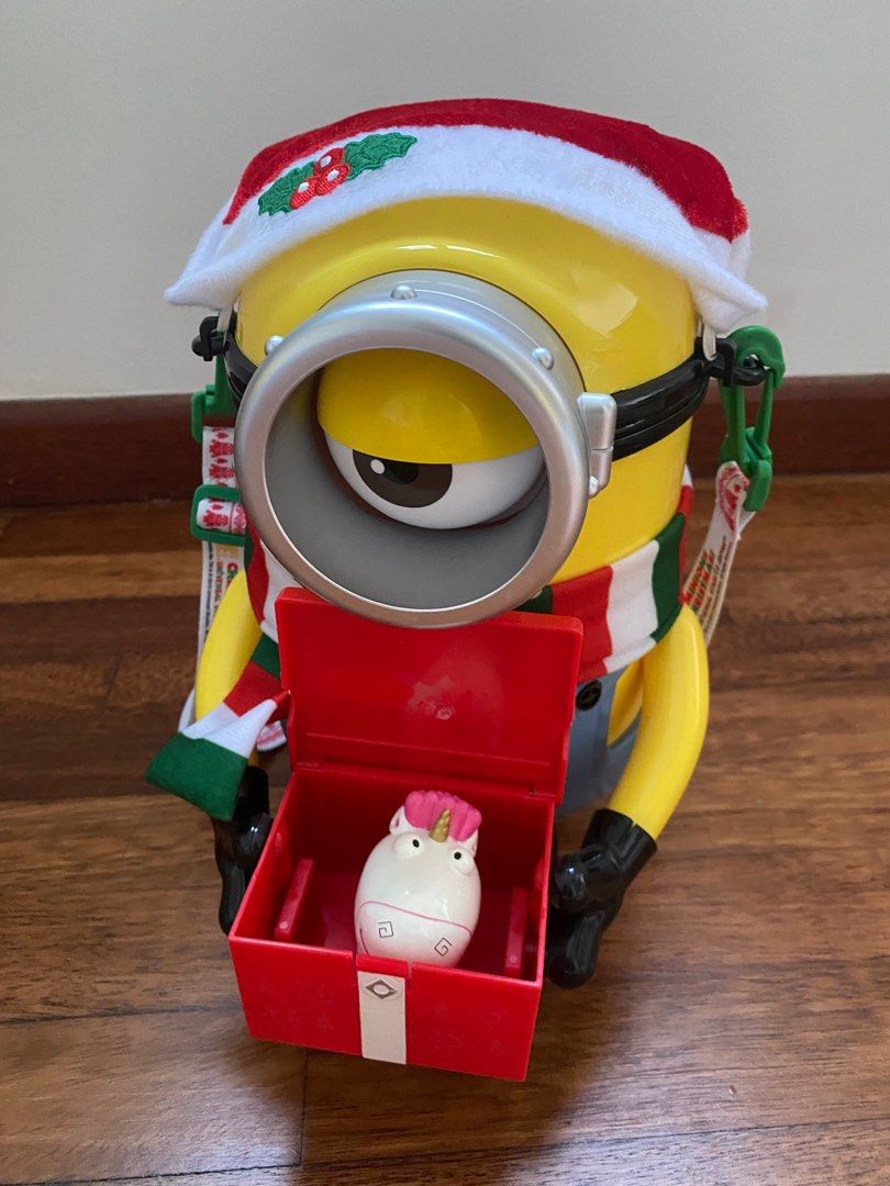 USJ Minions Popcorn Bucket Stuart Christmas, Hobbies & Toys, Toys & Games on Carousell