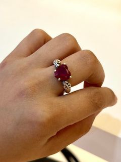 Vintage Heart Shaped Faceted Cut RUBY ring