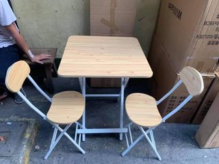 WOODEN FOLDING TABLE WITH 2 CHAIR SET