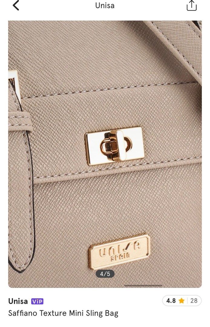Zalora Unisa Saffiano Texture Mini Sling Bag in Taupe