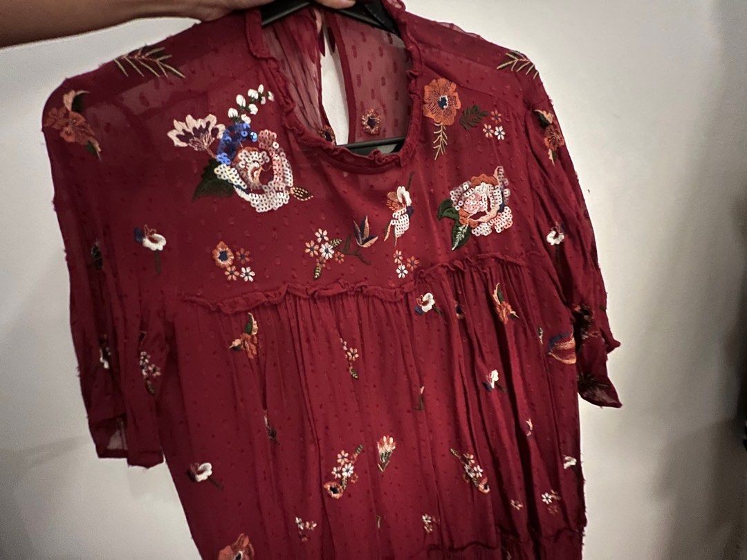 Zara embroidered sequin tunic dress, Women's Fashion, Dresses & Sets,  Dresses on Carousell