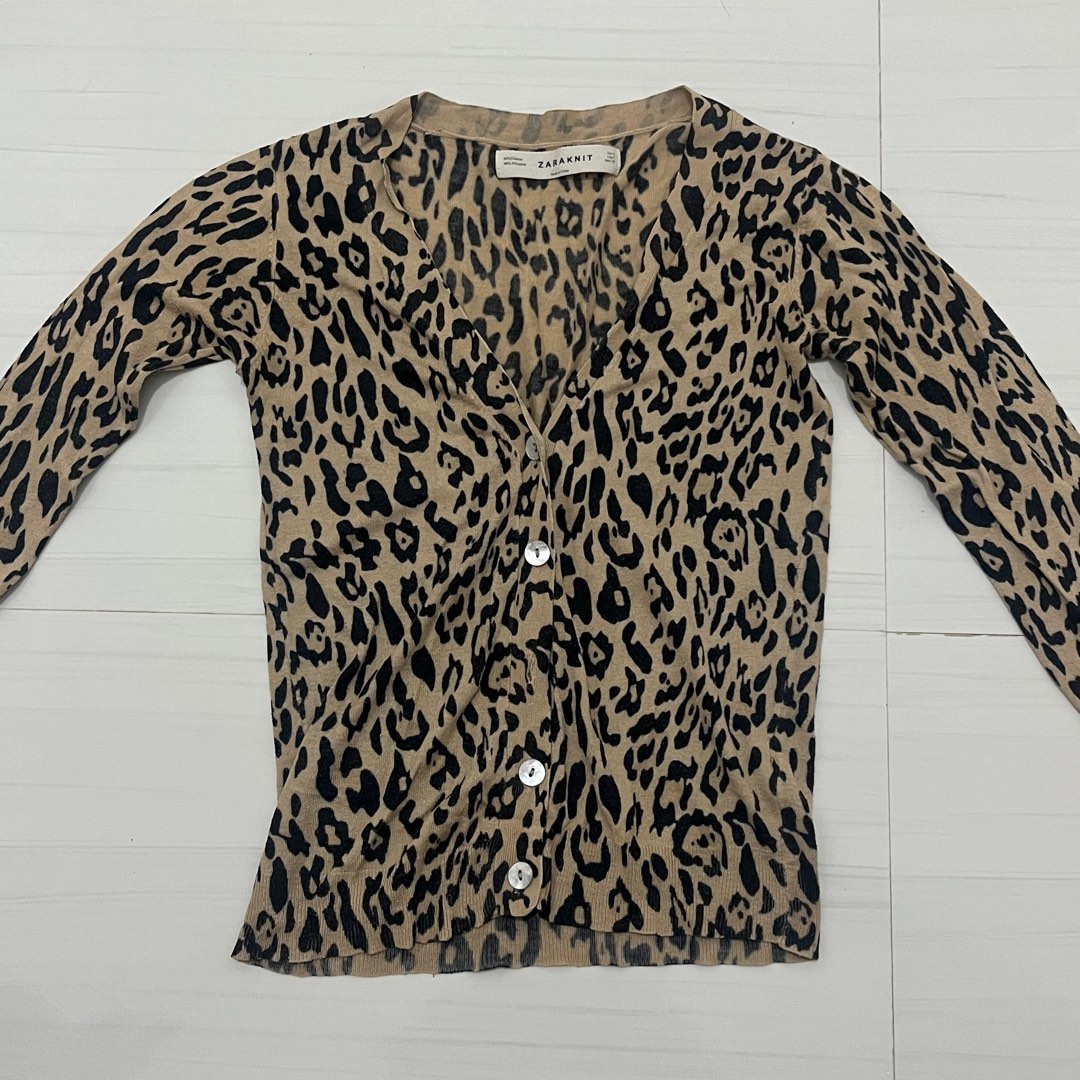 Zara Leopard Cardigan Women s Fashion Coats Jackets and Outerwear on Carousell