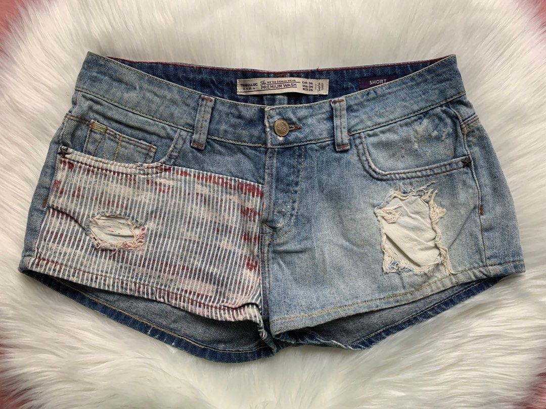 Zara Trafaluc Denim Shorts (Category: Shorts) located in Las Pinas. Submitted by jemdeclutters (Listing ID 1309252697, Image 1). Description: ✨ 36 (EUR) 4 (US) on tag, fits XS-S Measurements (in inches) ✨ Width: 15” ✨ Length: 9”.