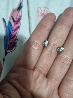 14k two toned donut earrings cubic zirconia