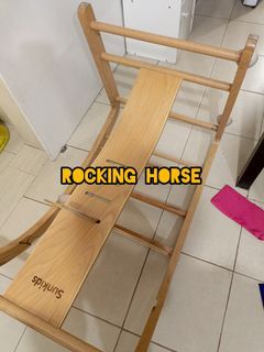 3-in-1 Wooden High Chair, Rocking horse. Issue: missing screw on table

Preloved
With table
Has signs of usage
No major damage
Pick up only since it assembled