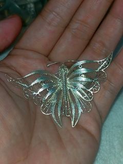 925 Silver Feligree Butterfly Brooch/Pendant