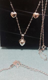 925 Silver Heart Earrings and Necklace Set