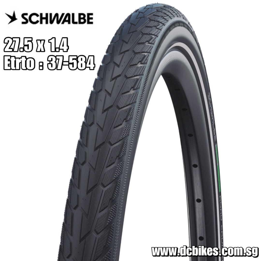 Schwalbe 27.5 X 1.4 Bicycle Road Cruiser Active Wired Tire 27.5x1.40 Black Reflex Etrto 37 584 Dcbikes PRICE FOR 1 TYRE