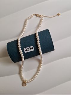順豐包郵 (編號:A0224) 5mm 天然 無核珍珠頸鏈 14K包金扣freshwater pearl necklace  (real pearl)64208540852609110