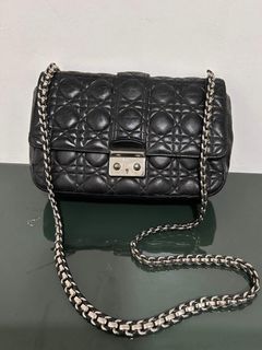 Authenic Christian Dior leather quilted chained shoulder bag
