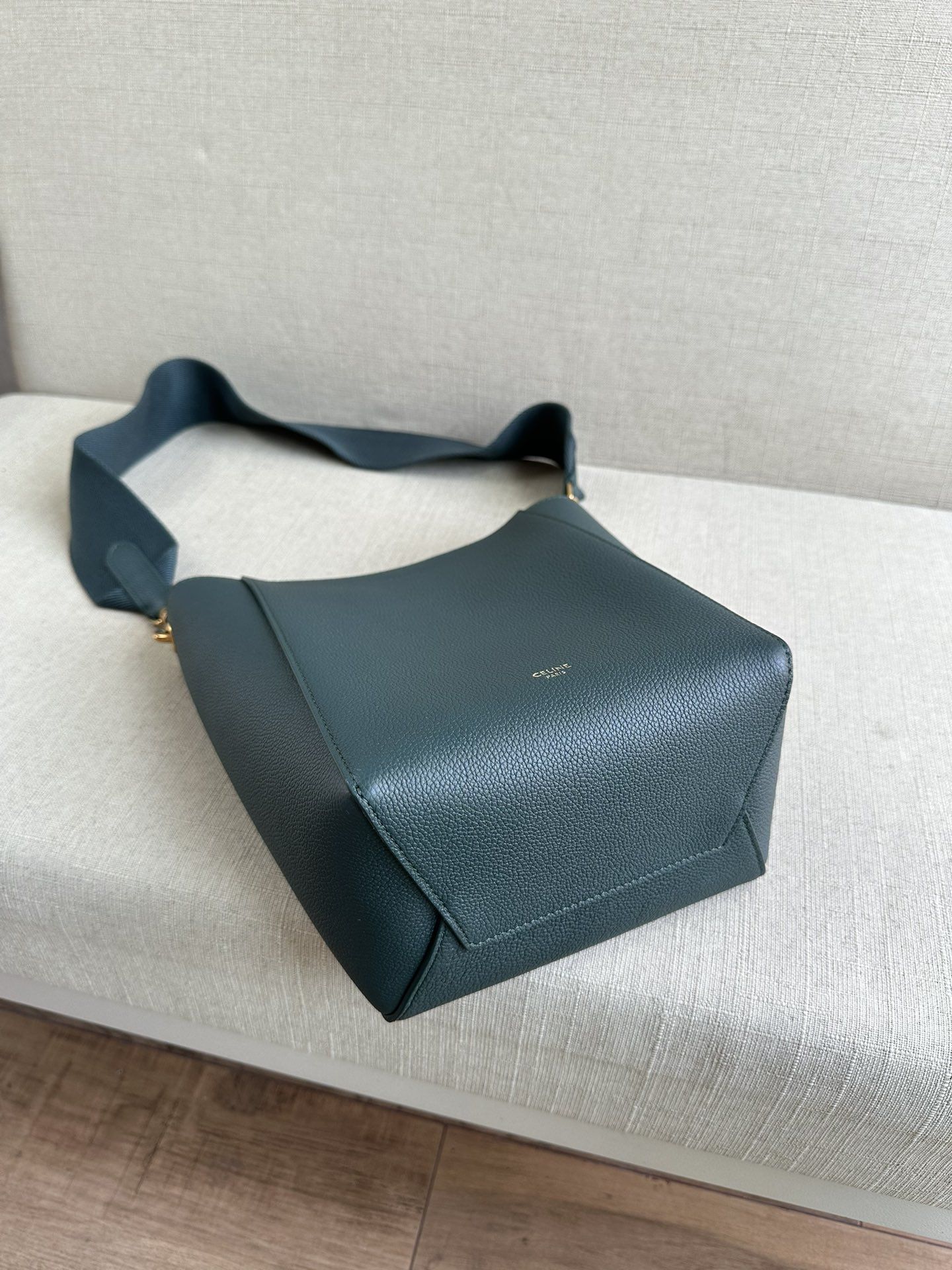 Authentic celine sangle bucket small soft grained cowhide leather bucket bag series
