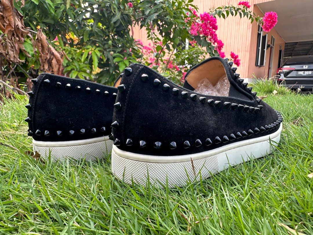 Christian louboutin pik boat flat veau velours sale