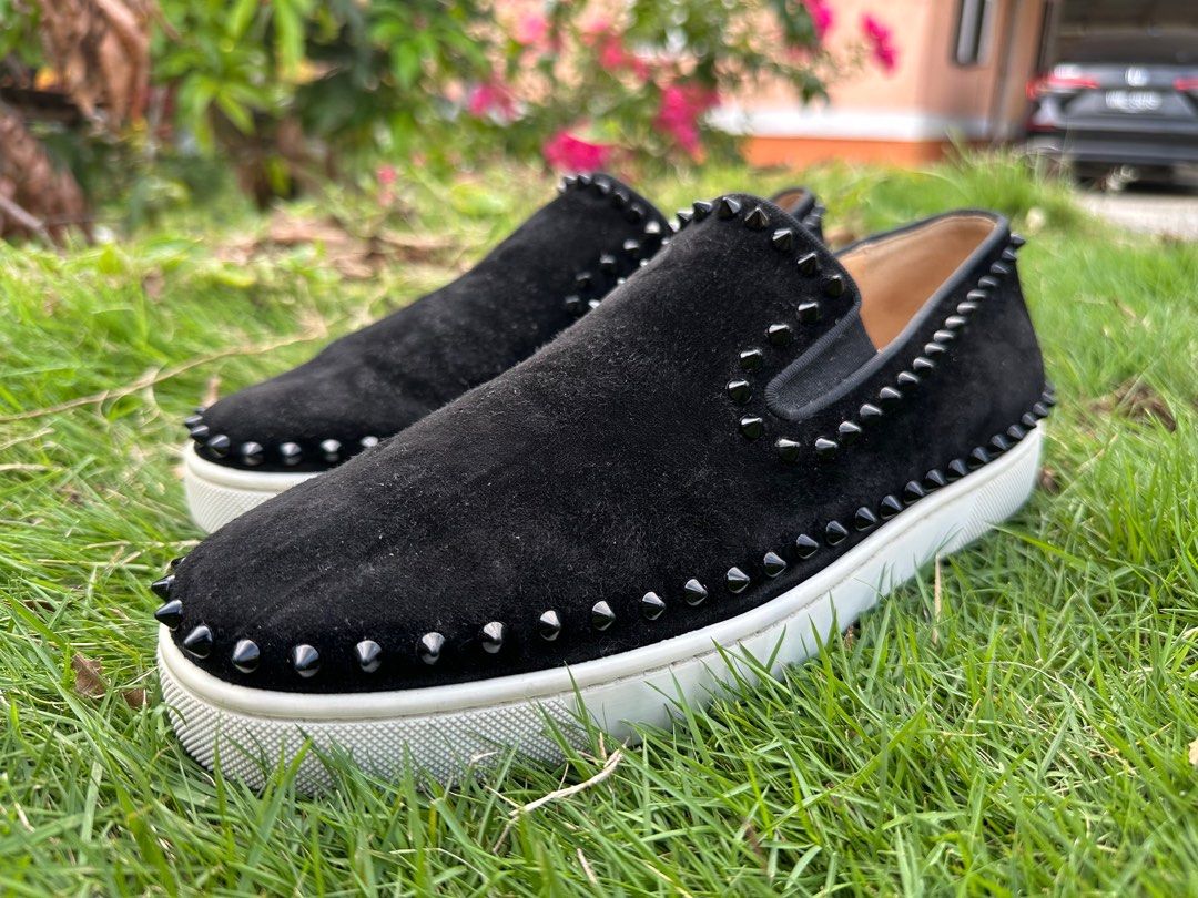 Authentic Christian Loboutin Pik Boat Flat Veau Velours GG