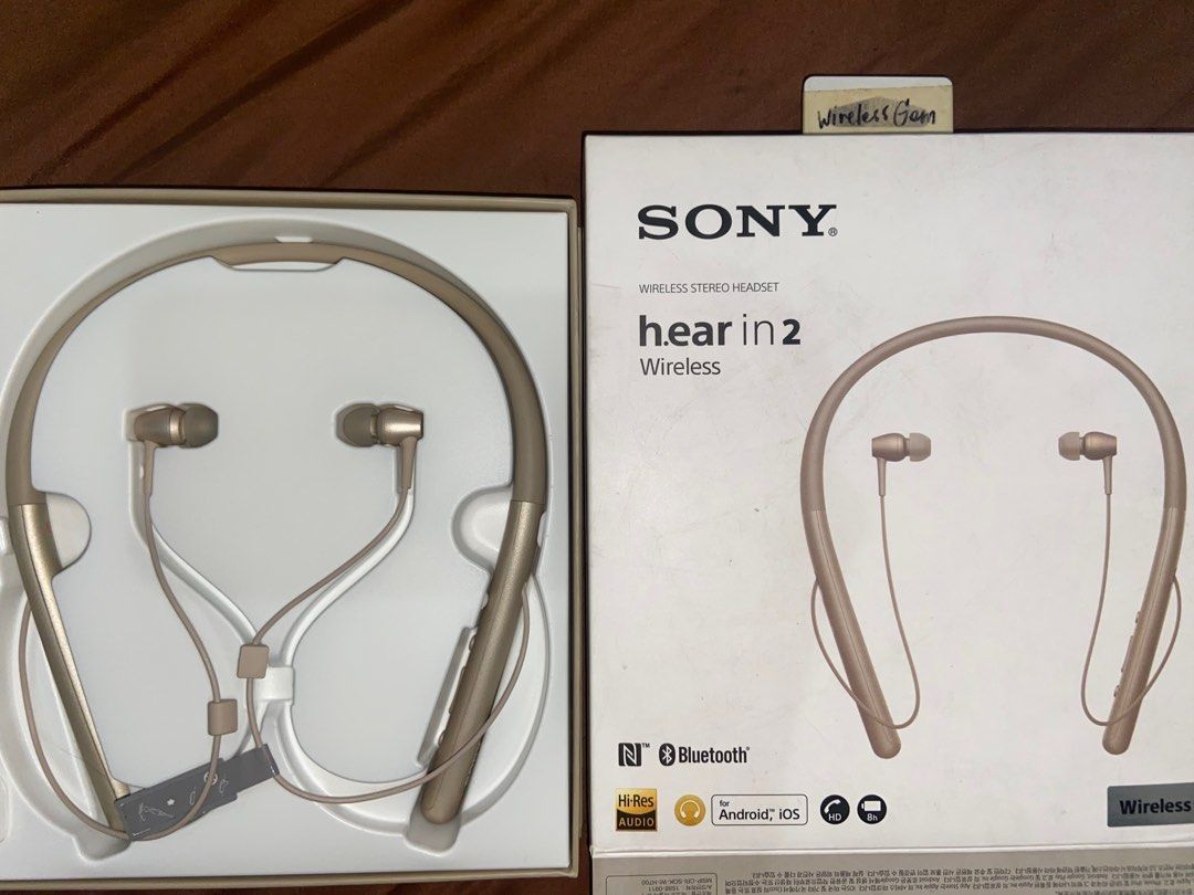Authentic SONY WI-H700 Wireless Headset in Pale Gold (Category: Headphones & Headsets) located in Antipolo. Submitted by bejeweled.closet (Listing ID 1309478761, Image 1). Description: - Sony Wireless Earphone h.ear in 2 Wireless - Brand new, never used since it was just gifted - rfs: I already have other sony headphones - Inclusions: whatever is in the picture - For a more detailed description, see 8th - 10th pic - Battery life up to 8 hours - W