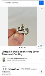 Authentic Tiffany & Co. Silver+ 18k YG Ring size 9.5