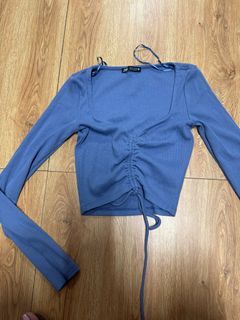 AUTHENTIC ZARA RUCHED LONG SLEEVES CROP TOP