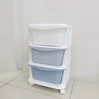 Blue white plastic office drawer