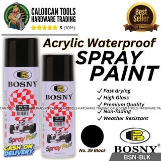 Bosny Acrylic Waterproof Spray Paint Black (BSN-BLK)