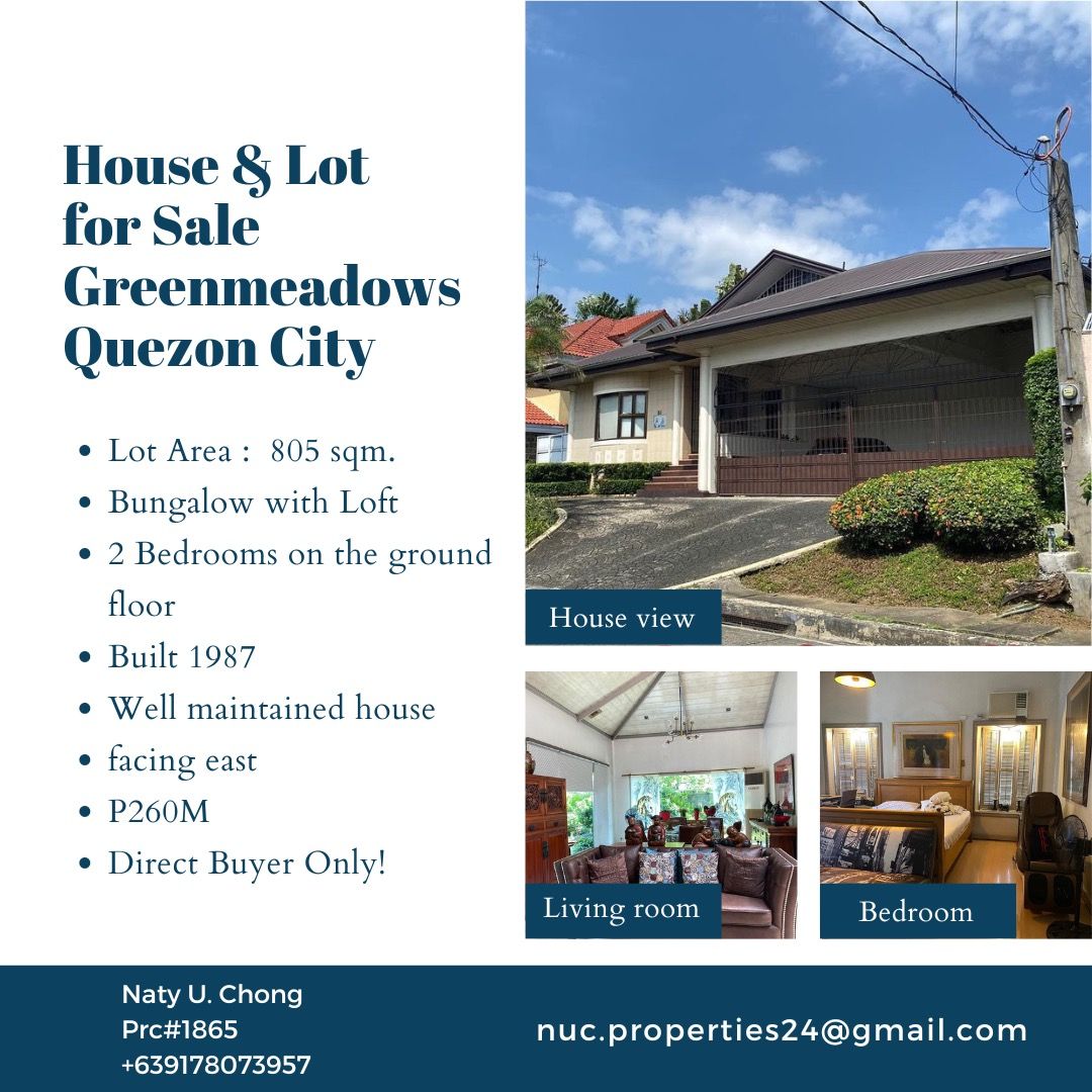 Bungalow House & Lot for Sale Green meadows Quezon City, Property, For