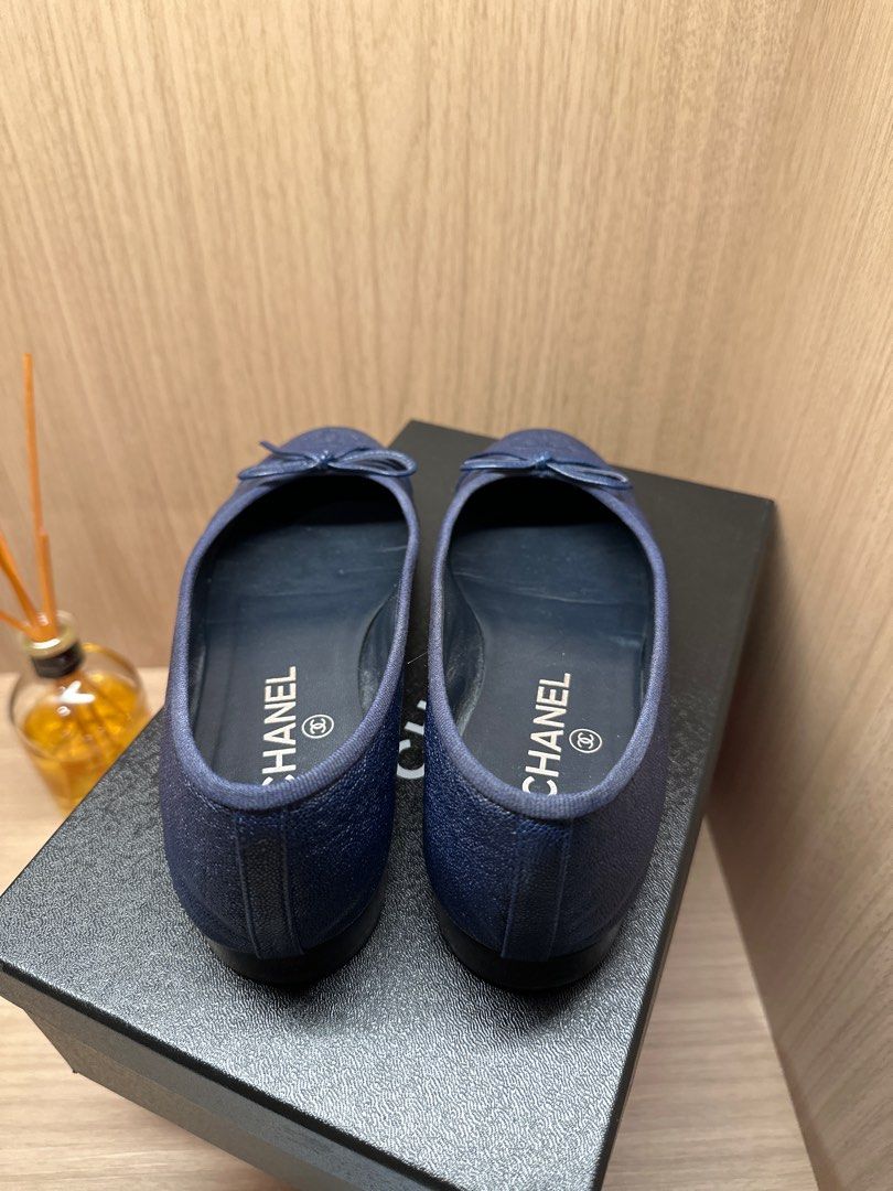 Chanel classic blue caviar ballerina flats, Women's Fashion, Footwear ...