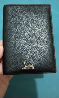 Christian Louboutin black leather logo passport holder