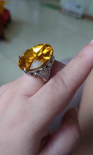 Chunky citrine ring for good luck size adjustable