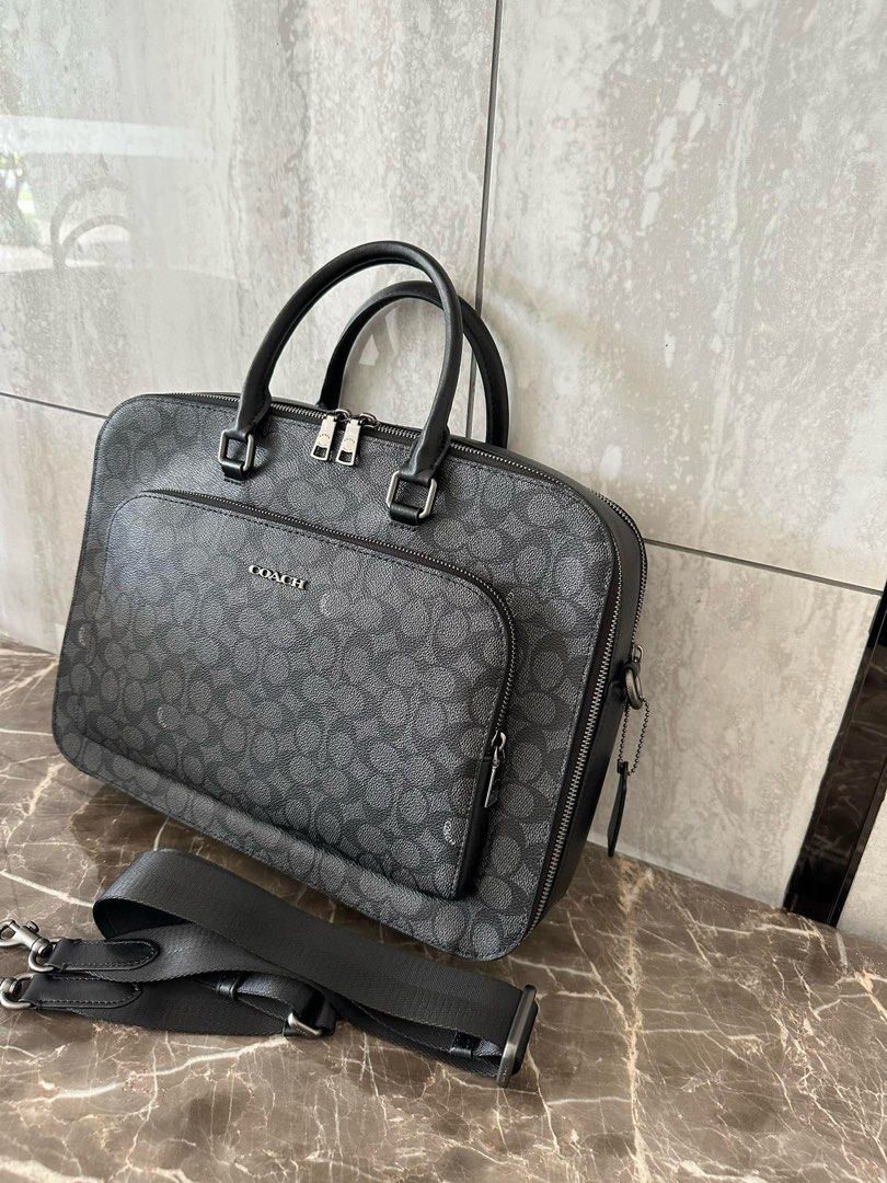 Coach men s double layer briefcase computer bag