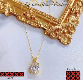 DC + Russian Stone Pendant and Earrings in 18Karat Saudi Gold
