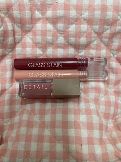 Detail Cosmetics Glass Stain (Afterglow and Peach) & Jelly Lips (Glow Up) Bundle