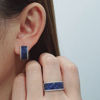 diamond ring earring On930-55 18k 14.5g 6.53tcw-blue sapphire 0.48tcw-dia
 COD METRO MANILA