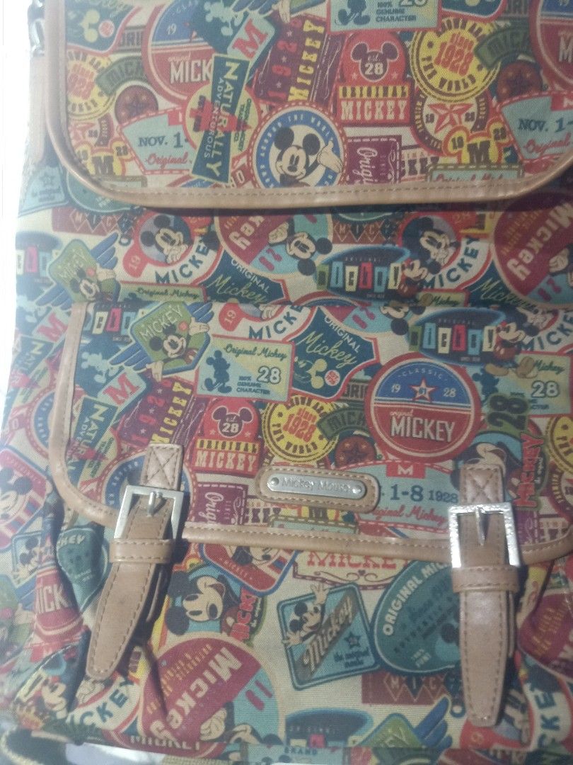 Disney Vintage Mickey Mouse Backpack (Category: Backpacks) located in Dipolog. Submitted by giftsiahsoshoppe (Listing ID 1309480465, Image 2). Description: PHP: 1500 + SF 📌 in good condition 📌medium 📌all over print design.