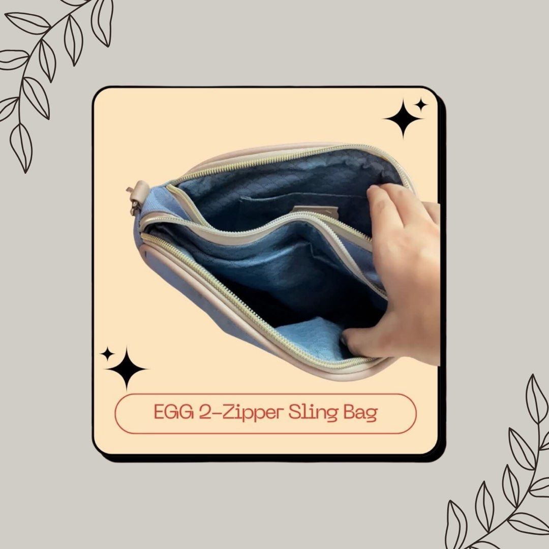 EGG 2-Zipper Sling Bag (Category: Cross-body Bags) located in Quezon City. Submitted by azelie.archives (Listing ID 1309434663, Image 2). Description: CODE: S32 👉🏼 swipe left for details 👉🏼 color may vary due to lighting 👉🏼 price still negotiable 👉🏼 dm for more inquiries 👉🏼 kindly manage your expectations MINE: 200 🛍️ 3 days reservation only 🛍️ no return, exchange, swap 🛍️ payment first policy #dalkifinds #selling #sellingbags #affor