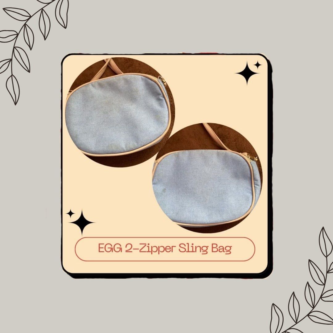 EGG 2-Zipper Sling Bag (Category: Cross-body Bags) located in Quezon City. Submitted by azelie.archives (Listing ID 1309434663, Image 3). Description: CODE: S32 👉🏼 swipe left for details 👉🏼 color may vary due to lighting 👉🏼 price still negotiable 👉🏼 dm for more inquiries 👉🏼 kindly manage your expectations MINE: 200 🛍️ 3 days reservation only 🛍️ no return, exchange, swap 🛍️ payment first policy #dalkifinds #selling #sellingbags #affor