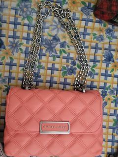 Guess Luxe quilted sheep skin leather silver chunky chain  cross body and shoulder bag