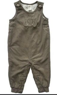 h&m corduroy olive taupe baby bodysuit lined overall