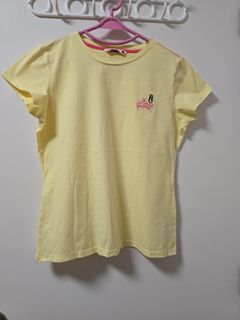 HUSH PUPPIES Yellow Shirt with pink stitches on shoulders and neckline - B113