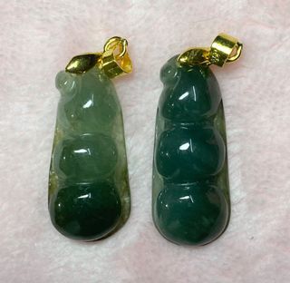 Icy Green Peapod Burmese Jadeite Pendant