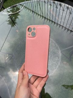 iPhone 13: Pink Straight Edge Leather Soft Case