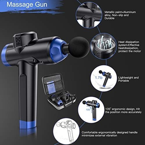 Massage Gun Portable Body Muscle Massager 16mm Deep Tissue Massage Gun with 8 Massage Heads 30 Speed High Intensity Vibration Rechargeable MILcea Muscle Massage Gun 16321 Health Nutrition Assistive Re...
