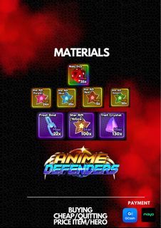 (Material) Anime Defender PRICE LIST BELOW