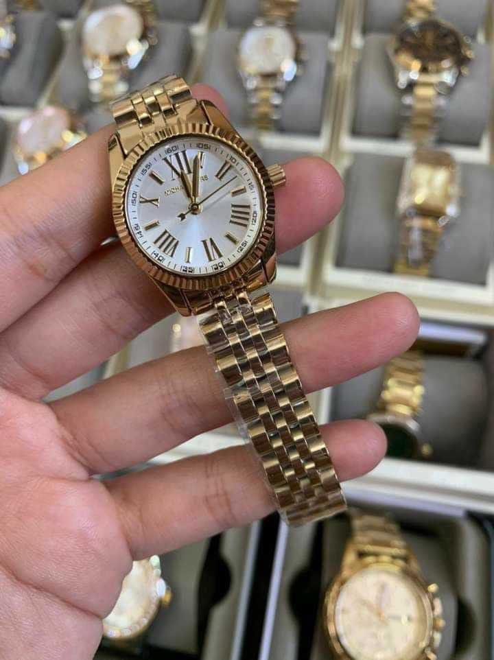 MK MINI LEXINGTON GOLD WHITE DIAL AUTHENTIC WATCH