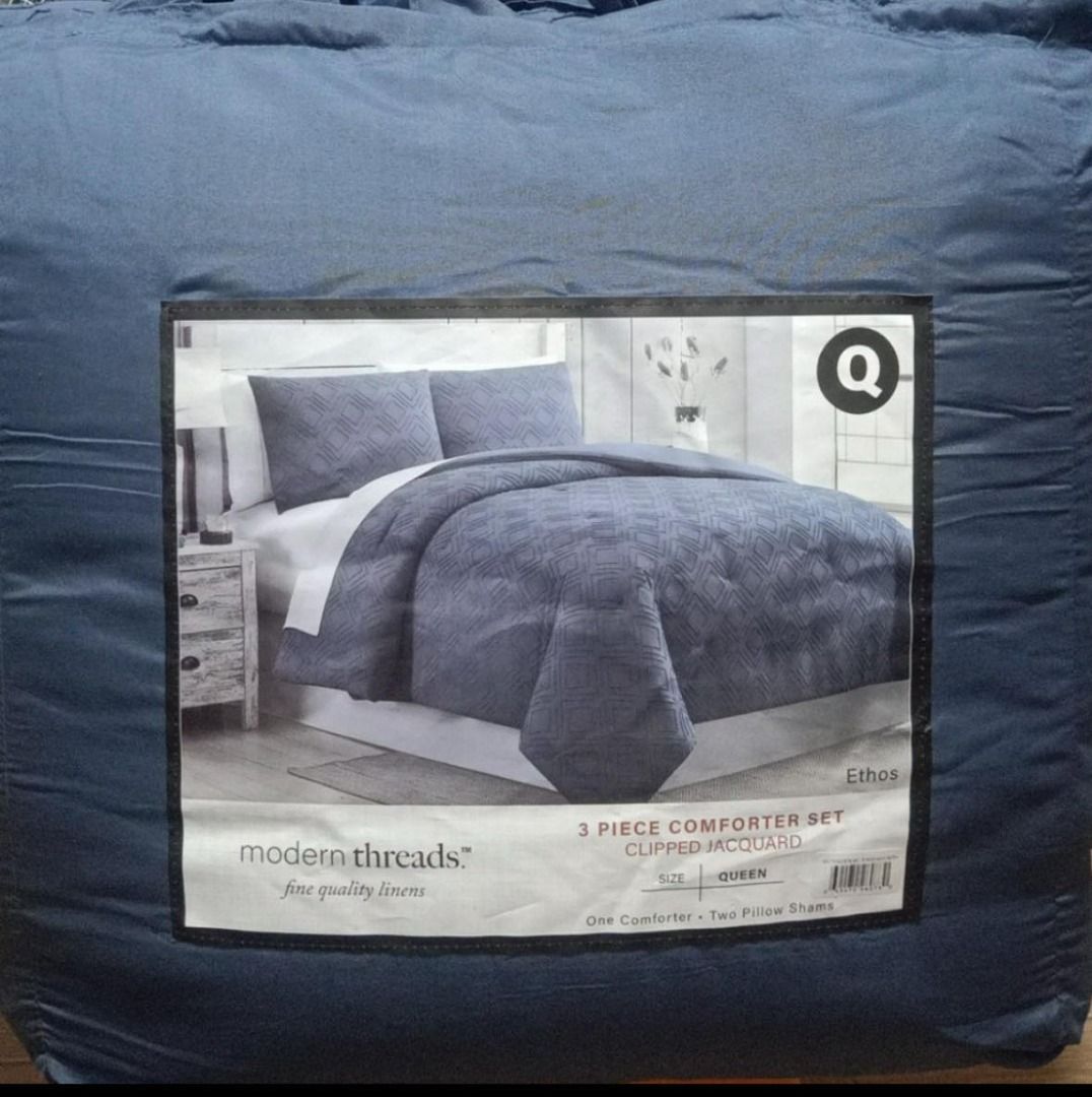 Modern Threads 3 Piece Comforter Set Clipped Jacquard Queen Set Brick ...