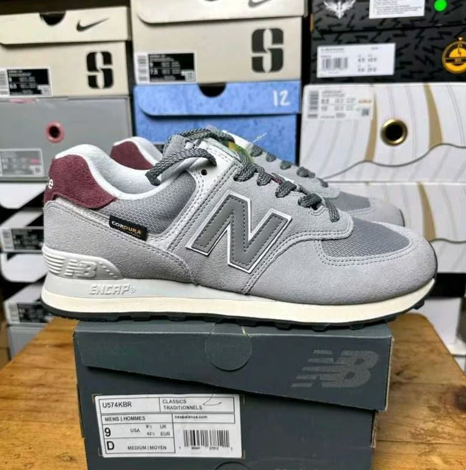 New Balance 574 Grey Day Cordura beli baru salah ukuran Fesyen Pria Sepatu Sneakers di Carousell