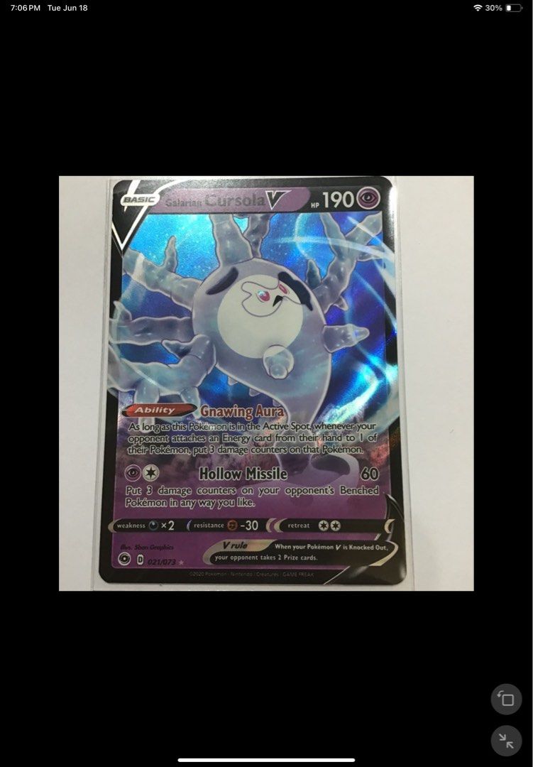 Original Galarian Corsola V card, Hobbies & Toys, Toys & Games on Carousell