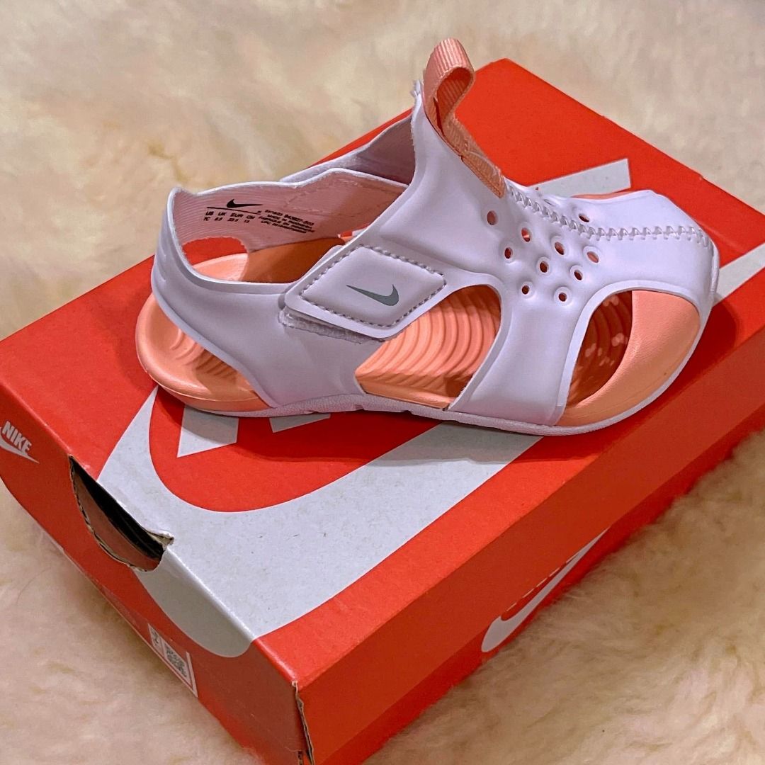 Original NIKE Sunray Protect 2 TD Baby Toddler Sandals Light Purple Crimson Bliss Metallic Platinum Size 13 7C 12 24mos. New With Box