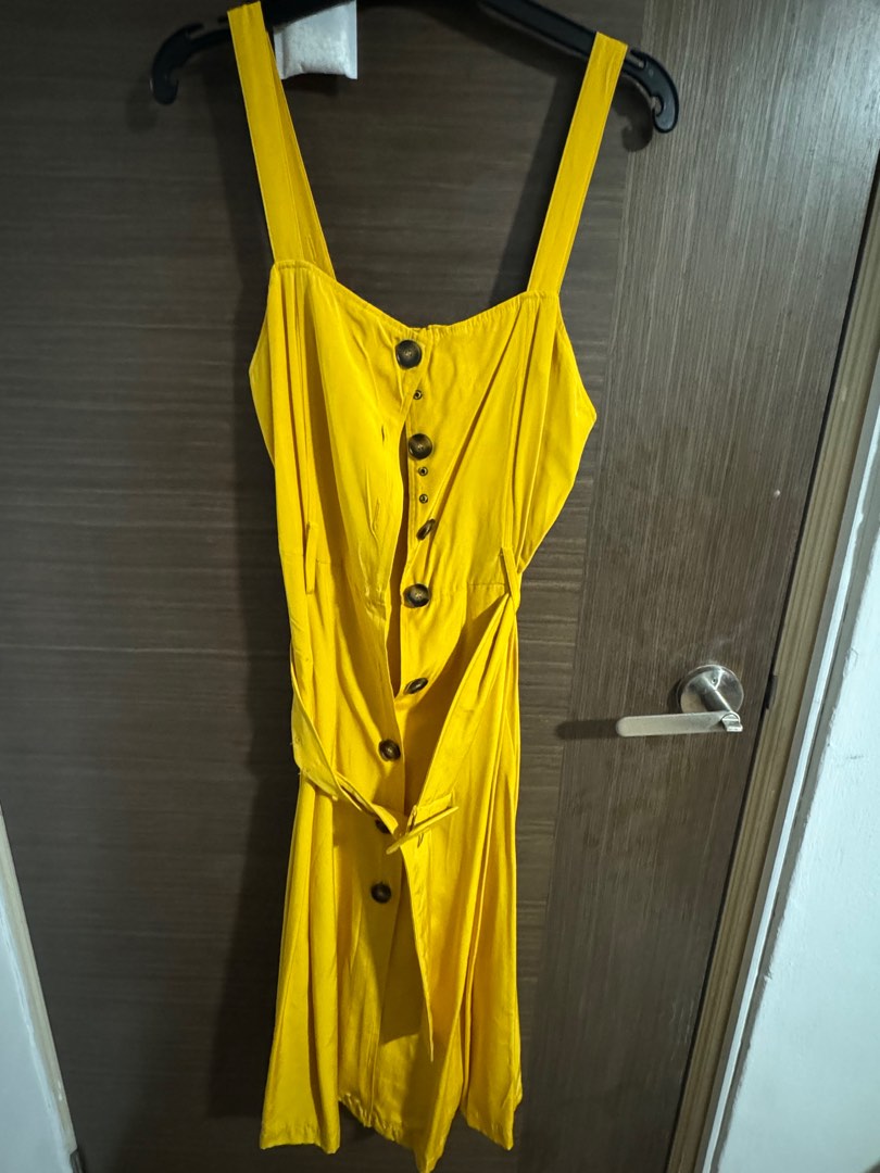 Revolve J.O.A. Yellow button down dress S