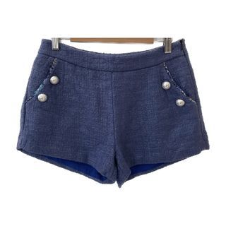 SALE!!! Authentic Tynuie by W Korean Brand Dark Royal Blue with Pearl Details Zip Elegant Classy Stylish Chic Tweed Shorts (Women's) (Teen's)