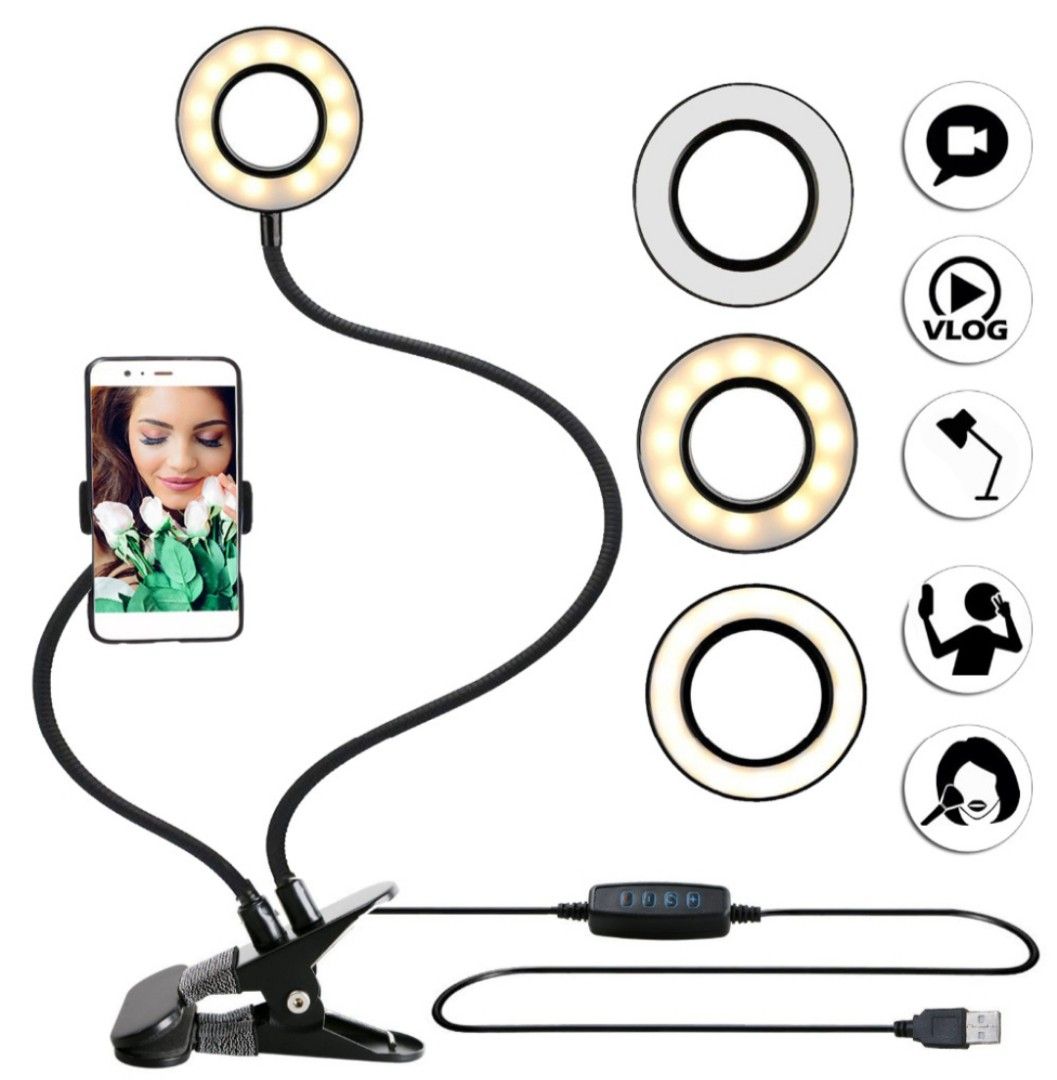 Selfie Ring Light Professional Live Stream (Category: Lighting & Studio Equipment) located in San Juan City. Submitted by shanesteve (Listing ID 1309426755, Image 2). Description: selfie ring light once lang nagamit rfs: decluttering with free crystal seasoning box.