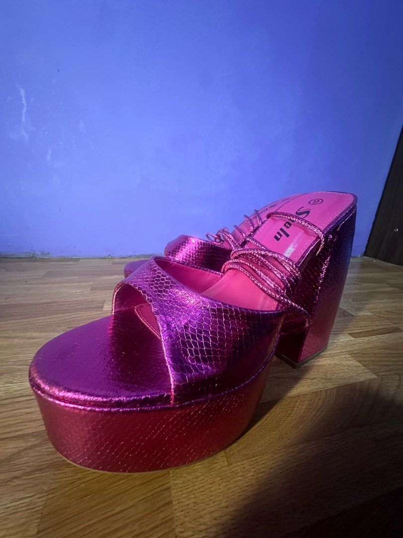 Shein Tie-Up Platform Pink Womens 9 (Category: Heels) located in Cainta. Submitted by whitenfluffy (Listing ID 1309362341, Image 2). Description: Shein Tie-Up Platform Pink Womens 9 Wrong size Used twice Good as new No scratches or tears Barbiecore platform .