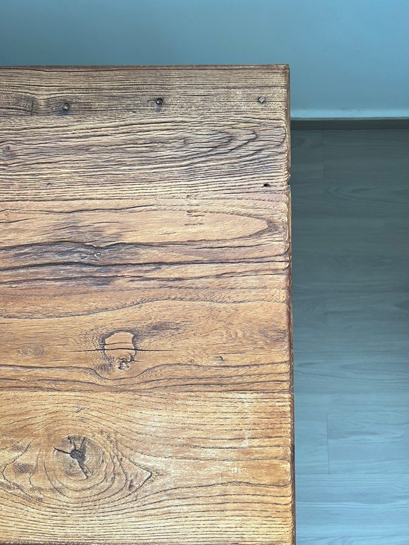 Solid Wood Table (Category: Tables & Sets) located in Singapore. Submitted by anthonyths (Listing ID 1309436286, Image 3). Description: Solid wood table. The holes on the table top is there when i bought it as the table was made with reusable wood. .